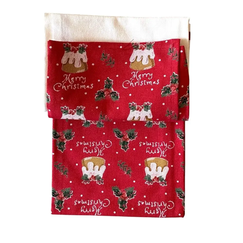 Mahogany MERRY CHRISTMAS Kitchen Towels 18X28 Set of 2 Cotton NEW